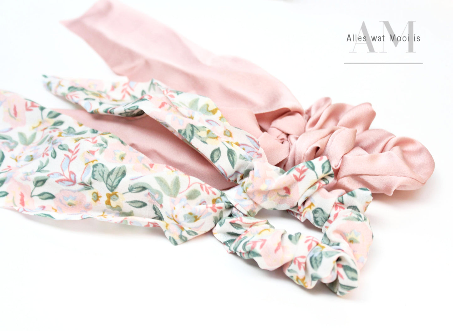 Floral & Blush Scarf Scrunchie Set