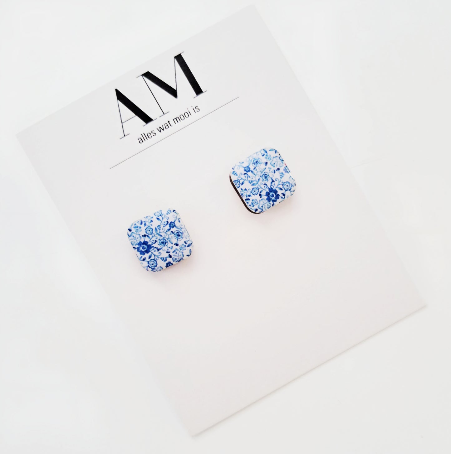 Blue & White Floral Studs