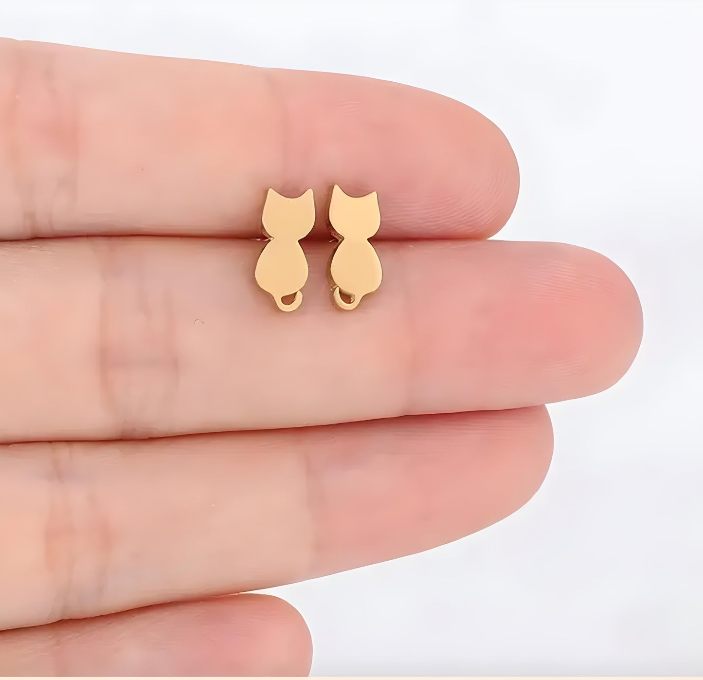 Petite Stainless Steel Cat Earrings