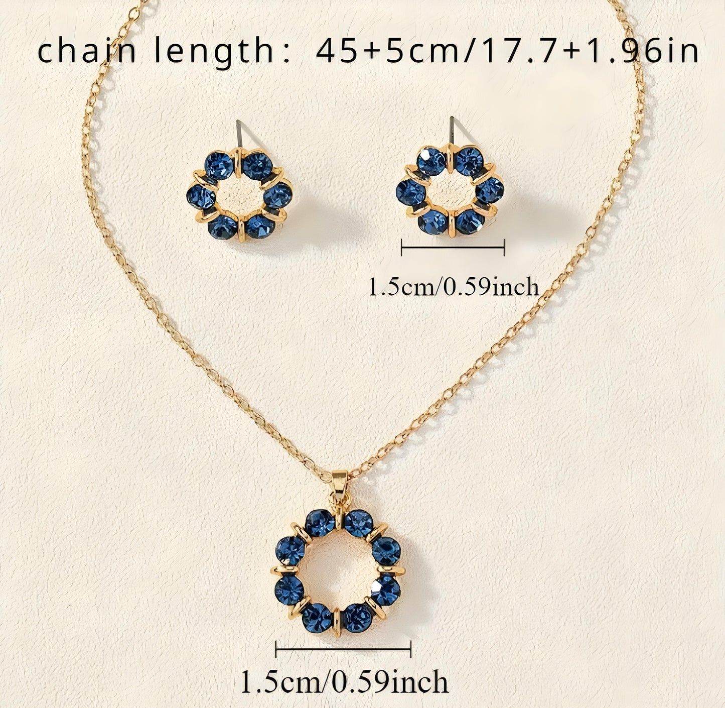 Blue Rhinestone Earring & Necklace Set