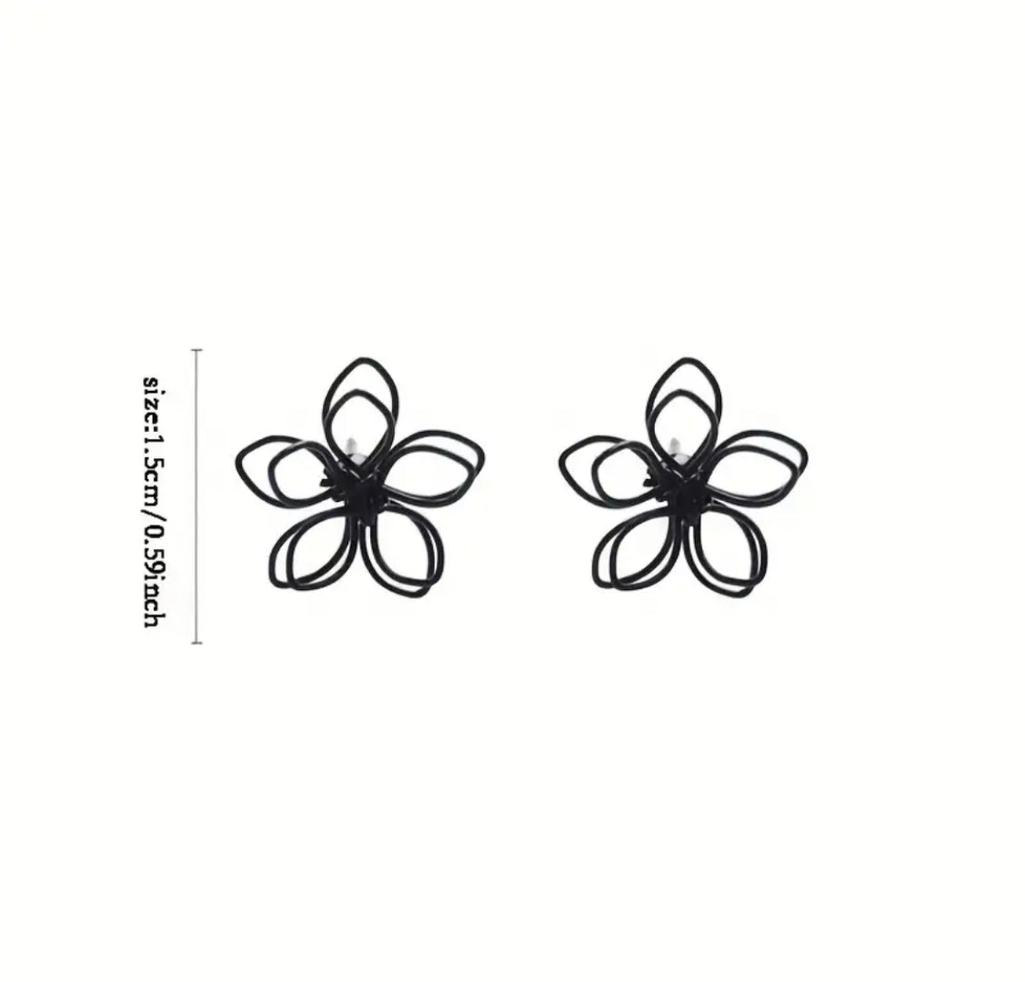 Black Flower Studs