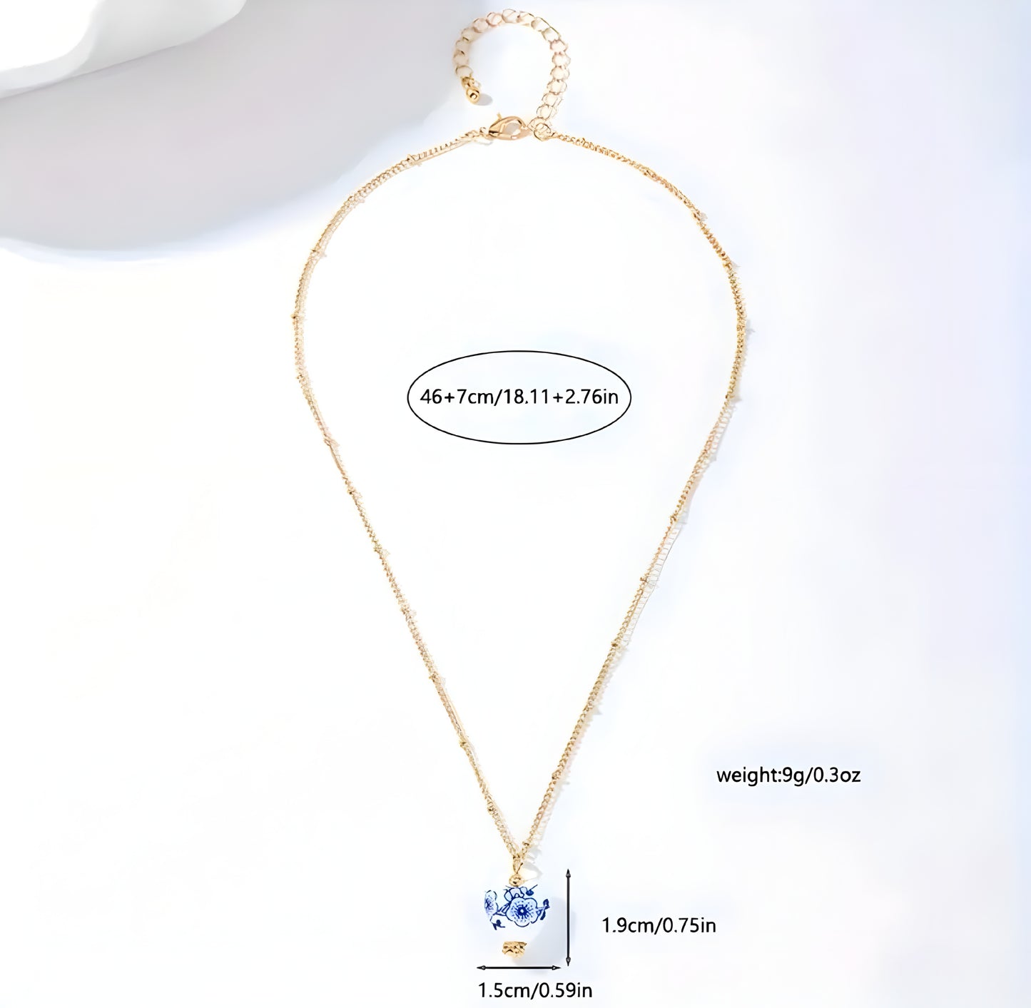 Blue & White Heart Pendant Necklace