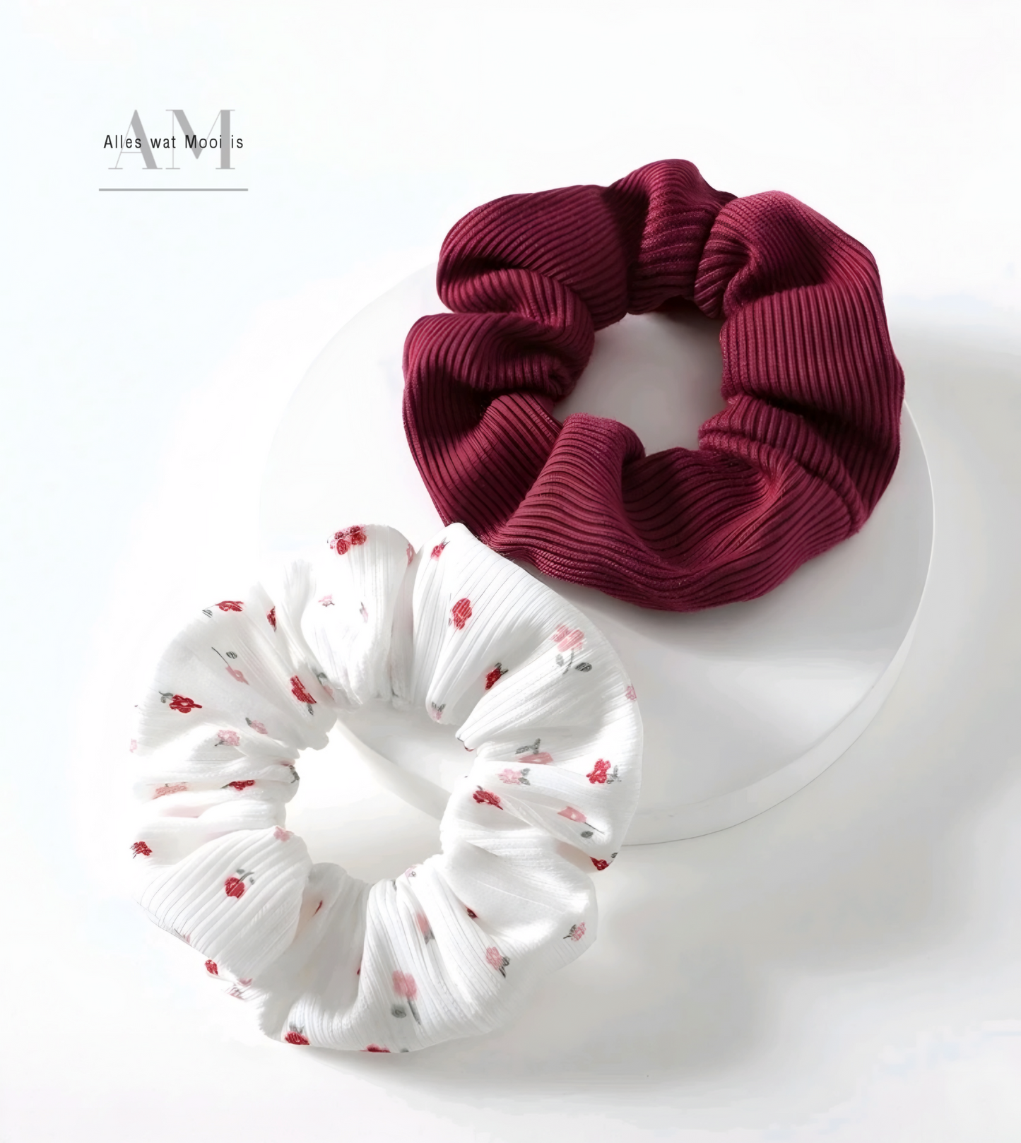 Red & Floral Srunchie Set