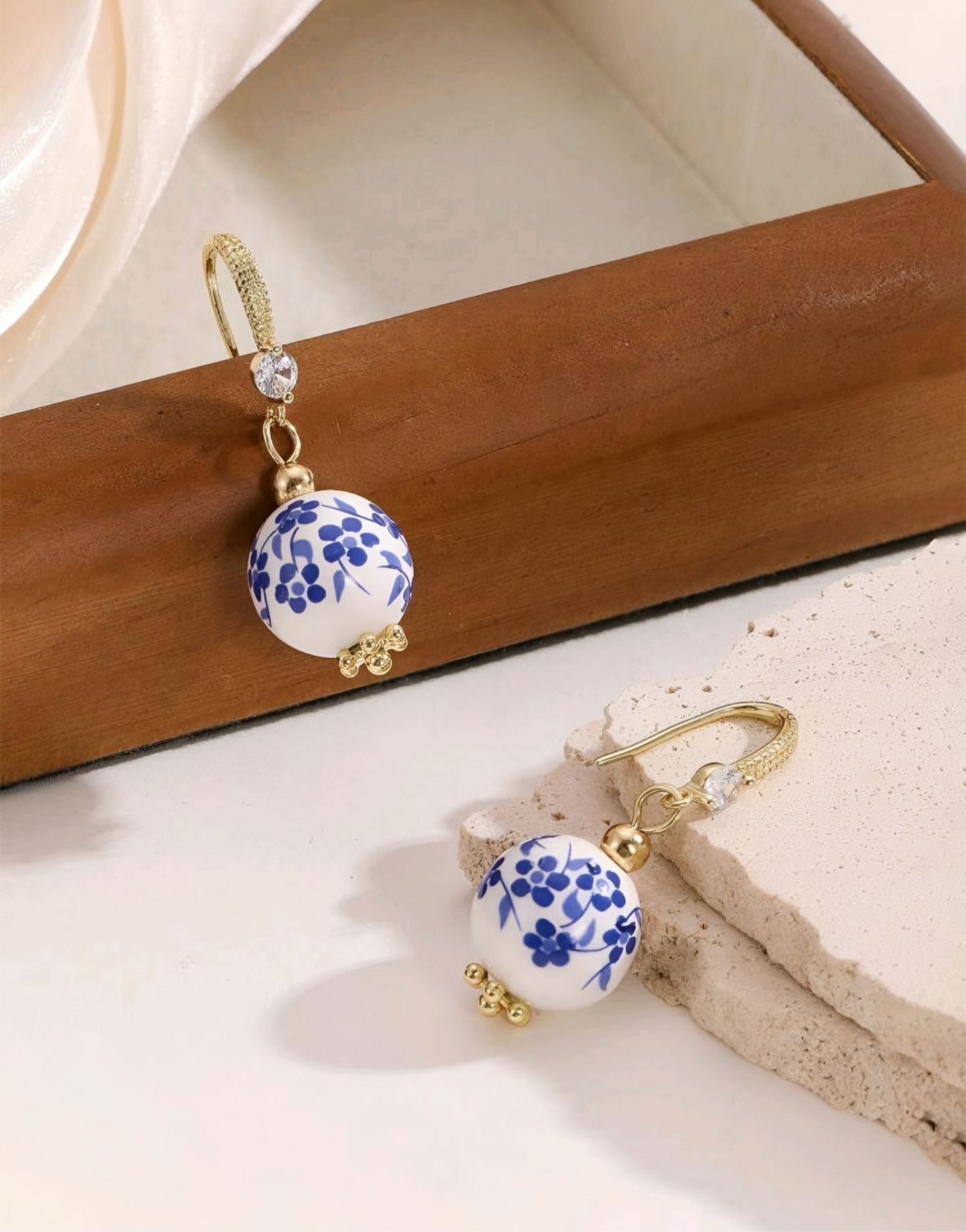 Blue & White Porcelain Beaded Earrings