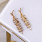 Golden Rhinestone Leaf Earrings