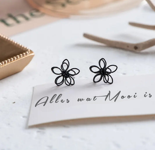 Black Flower Studs