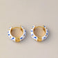 Gold Plated Blue & White Huggie Earrings