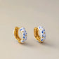 Gold Plated Blue & White Huggie Earrings