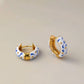 Gold Plated Blue & White Huggie Earrings