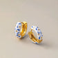 Gold Plated Blue & White Huggie Earrings