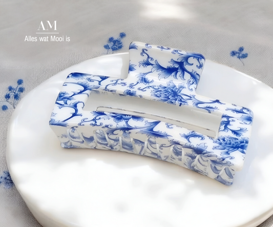 Blue & White Floral Hair Grip