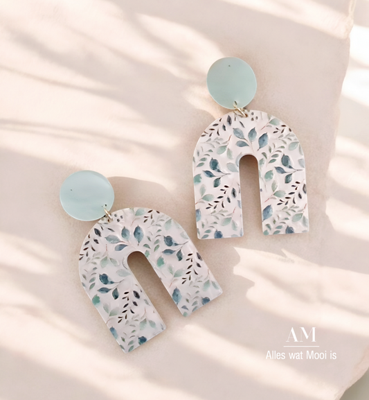 Acrylic Floral Earrings (Teal)