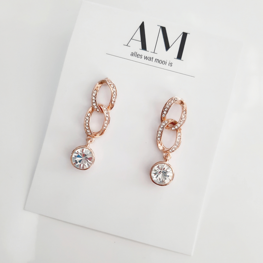 Rose Gold Link Diamante Earrings