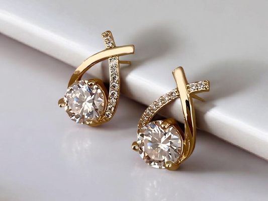 Criss Cross Cubic Zirconia Earrings