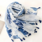 Blue & White Floral Scarf