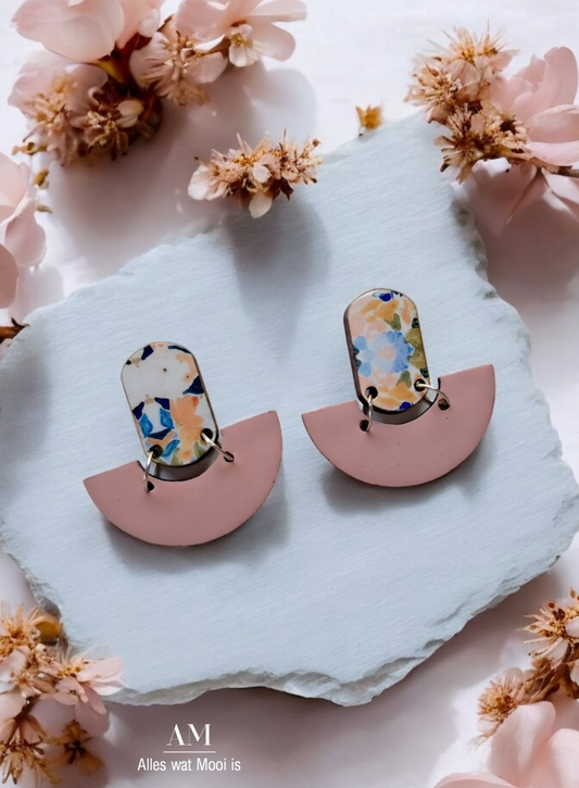 Flora Art Earrings - Blush