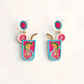 Beaded Cocktail Earrings - Pink & Blue