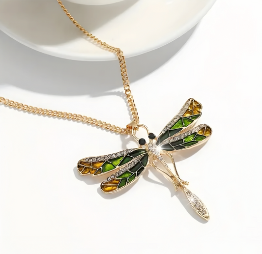 Rhinestone Dragonfly Necklace
