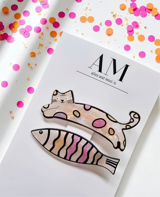 Cat & Fish Hair Clip Set