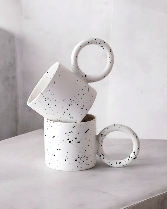 Large Handle Black Splatter Mug