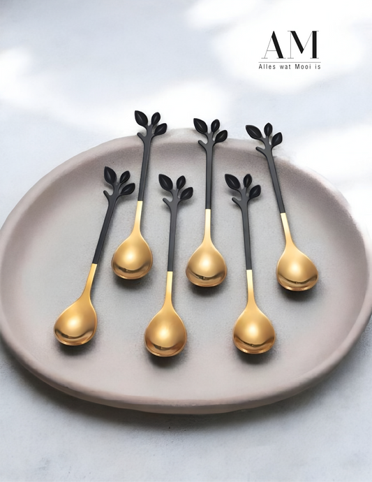 Black & Gold Stainless Steel Spoons