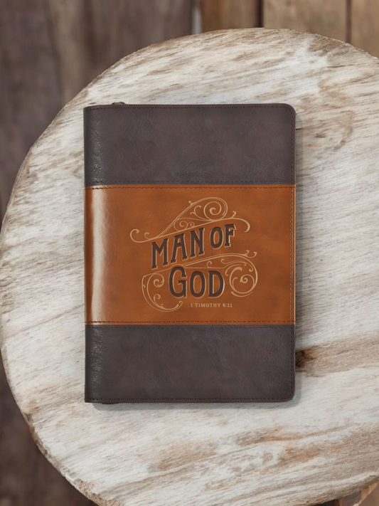 Man Of God Faux Leather Journal with Zipped Closure