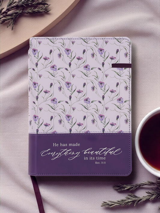 He Has Made Everything Beautiful Faux Leather Journal - Purple