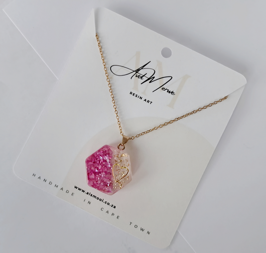 Gold & Pink Heart Necklace