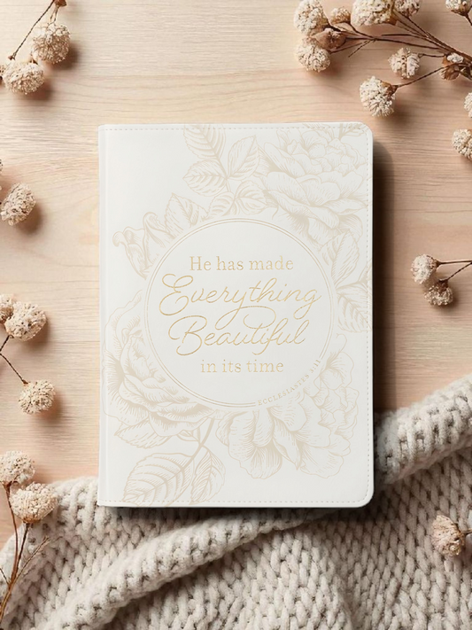 He Has Made Everything Beautiful Faux Leather Journal - Cream