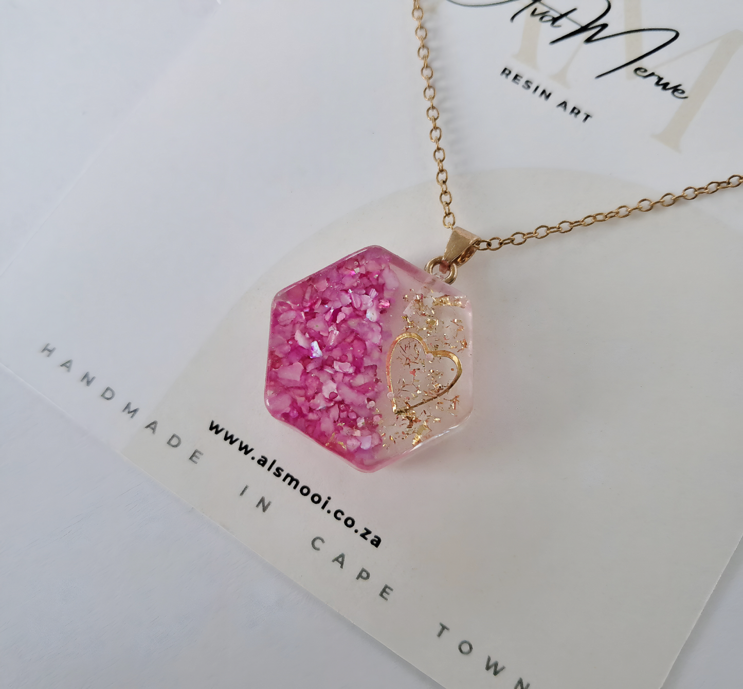 Gold & Pink Heart Necklace