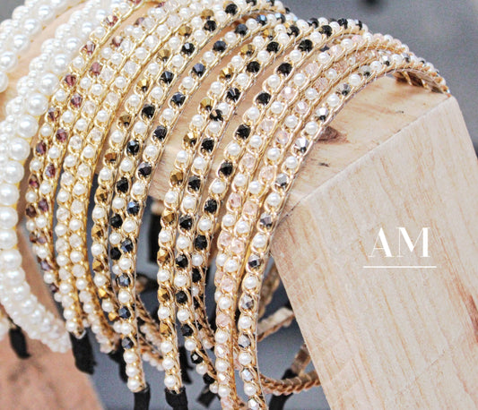 Golden Crystal Pearl Hairband