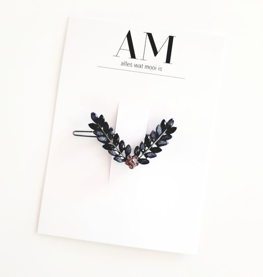 Black & Grey Wreath Rhinestone Hair Clip